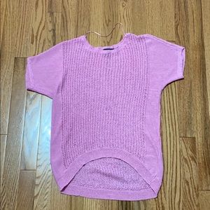 Pink mesh top short sleeve sweater